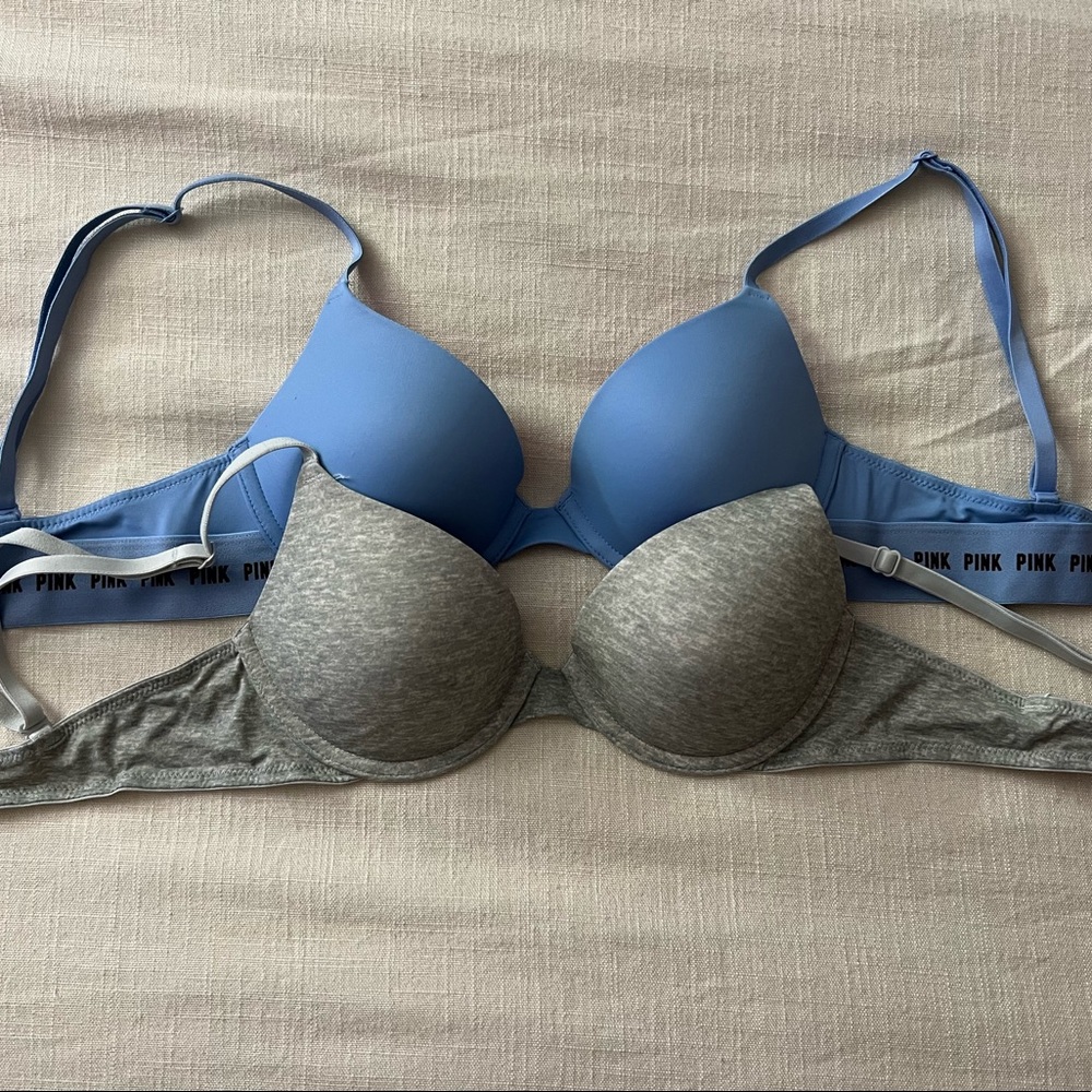 TWO Victoria’s Secret PINK Wear Everywhere T-Shirt Bras